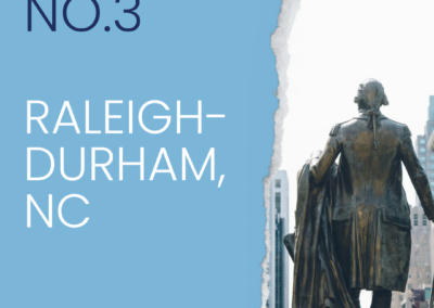 An infographic that reads"NO.3 Raleigh-Durham, NC"