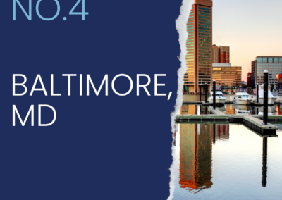 An infographic that reads"NO.4 Baltimore, MD"