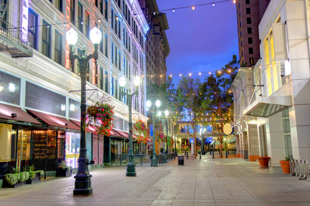 San Jose California city street at night