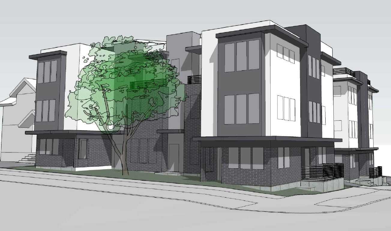 drawing of new construction townhome development in seattle, washington