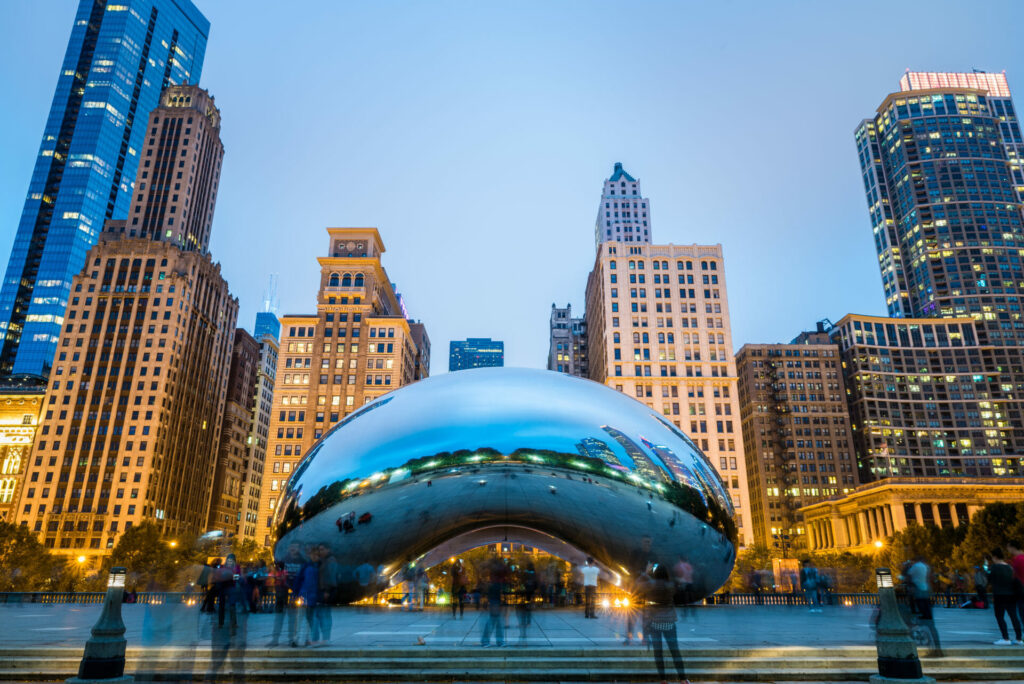 Chicago, IL Millennium Park at dusk