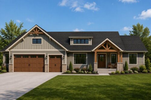 Newly built craftsman-style home in Stanwood, Michigan